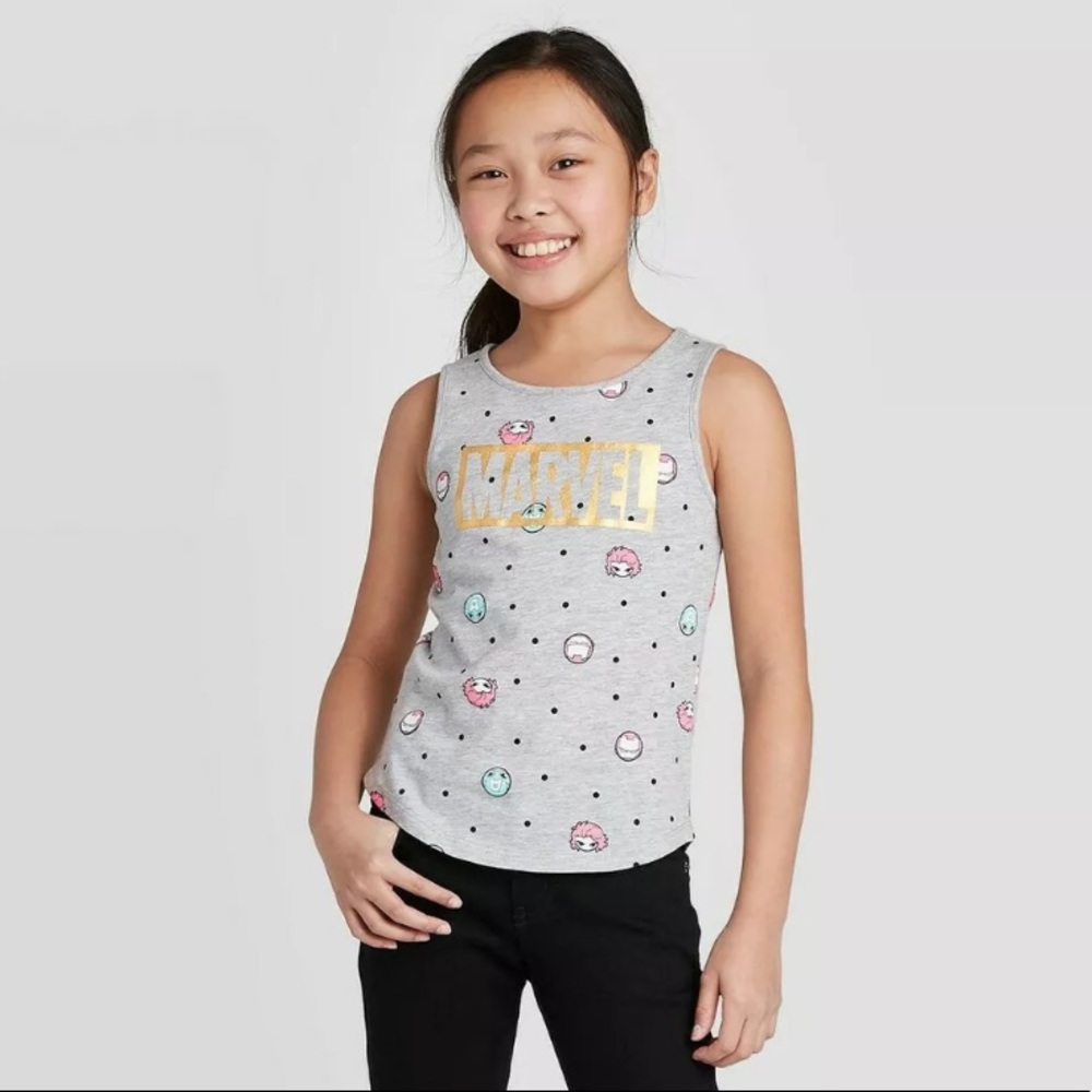 Marvel Muscle Tank Dot Heads Heather Size XL Girls